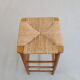 Brutalist barstools in wood and rush, 1970s, set of 4
