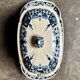 Sauceboat with lid Gien in blue ironstone, "Blue Ibis" service