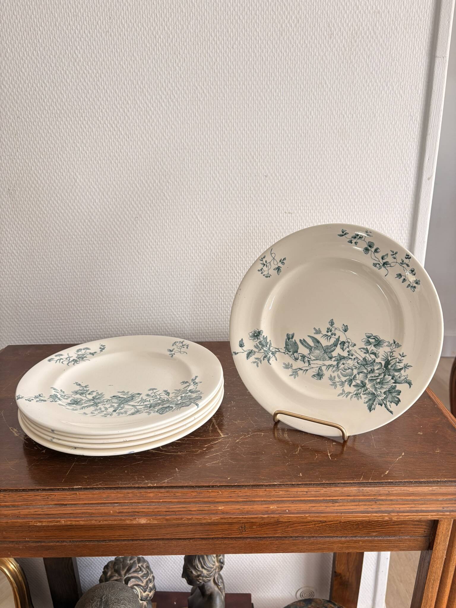Lot 6 Plate Plates Faience Longwy Model Mignon