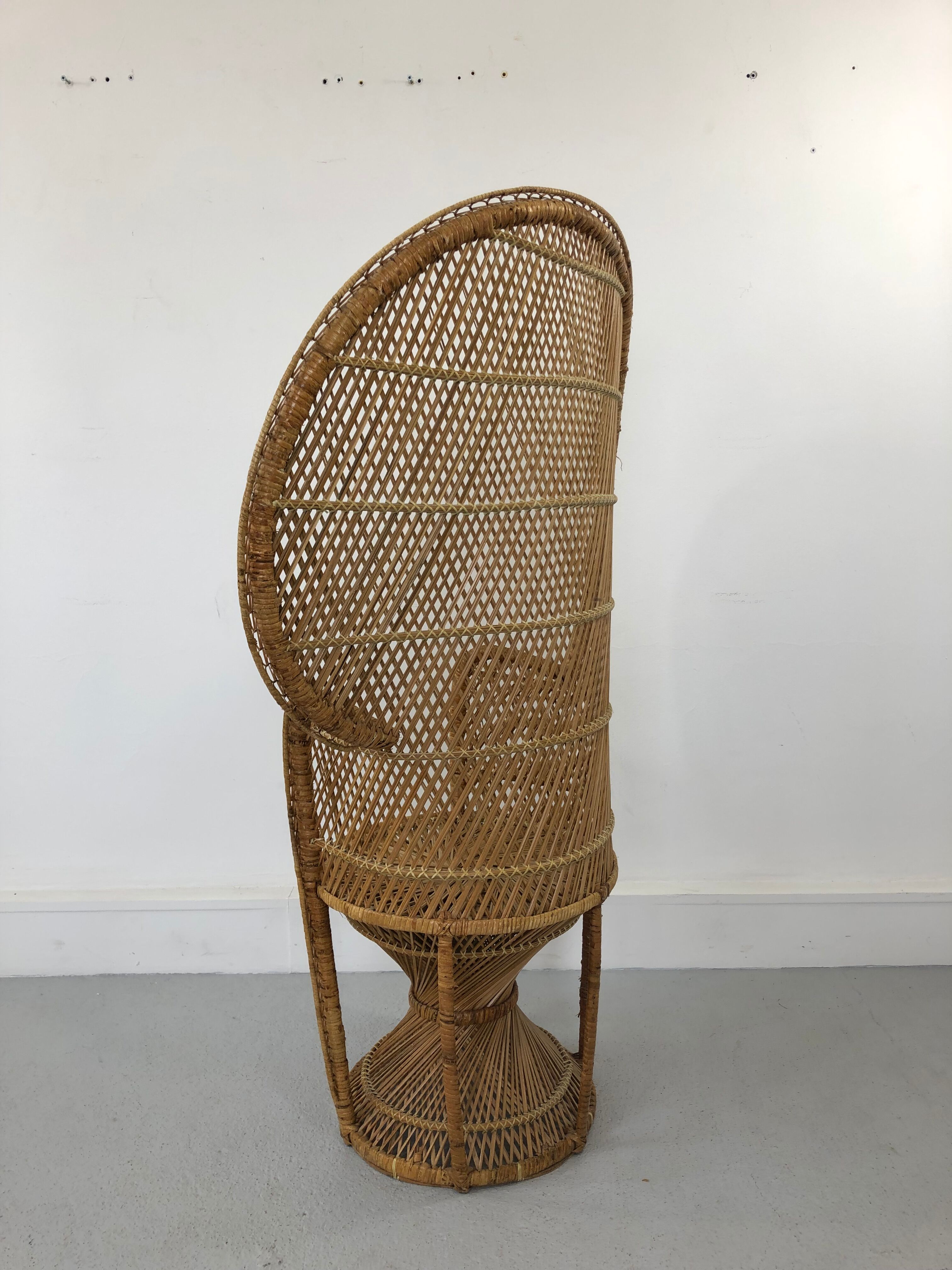 Vintage rattan and wicker peacock chair