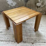 Square pine coffee table from the 70s revival