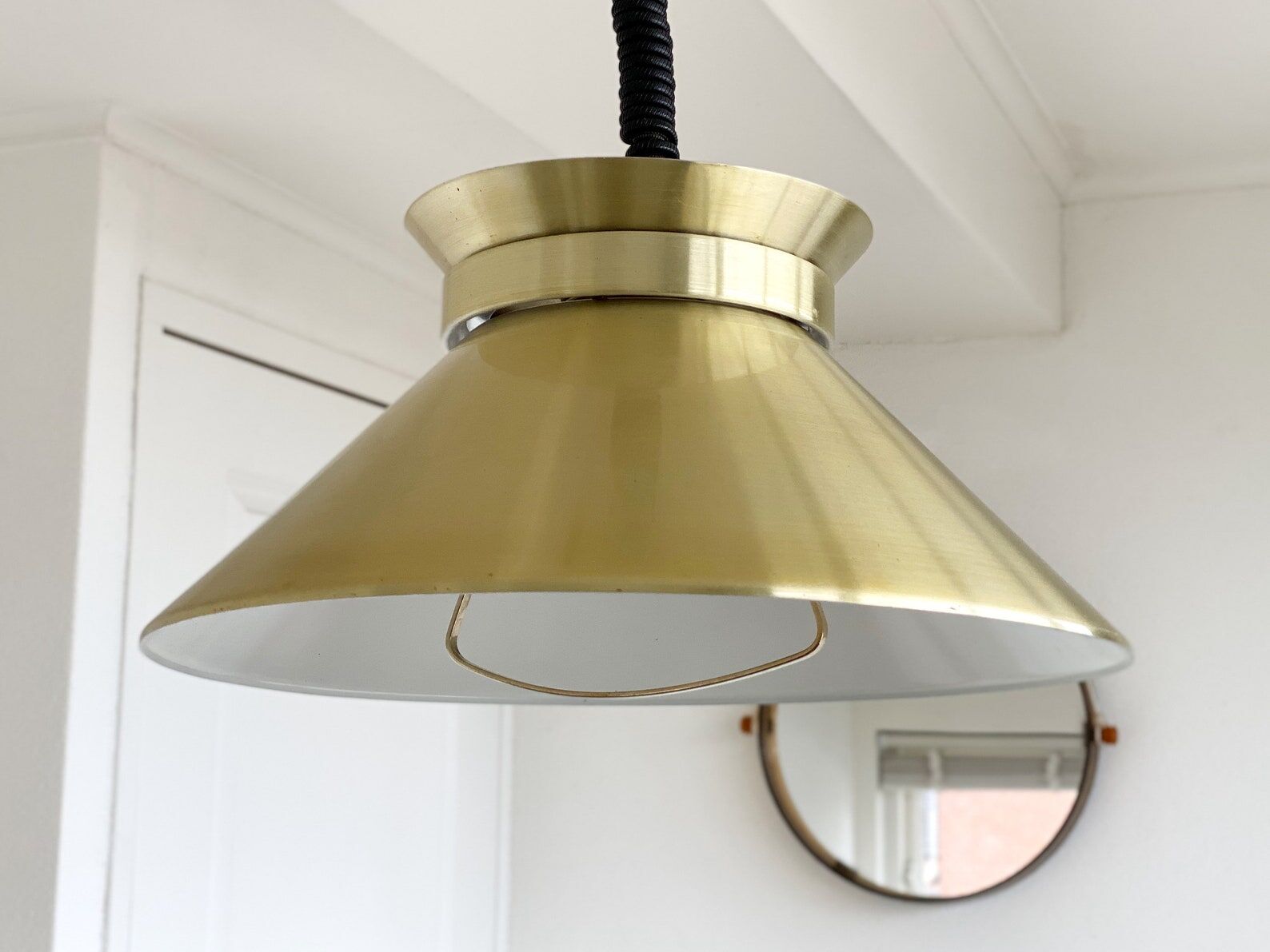 Vintage brass belid, sweden pendant, mid century hanging lamp