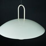 Vintage 1990s White Pendant Lamp with Glass Top Shade. Italy