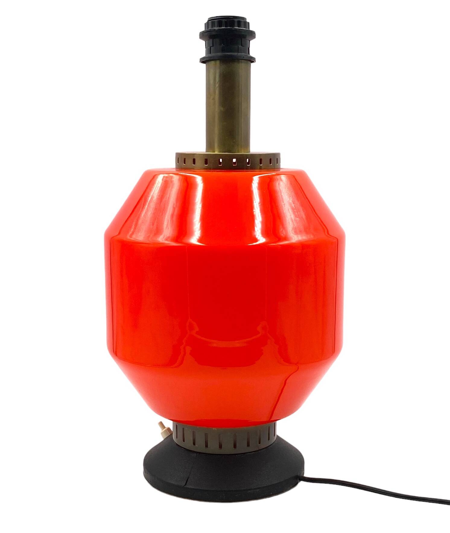 Space Age orange glass table lamp base, Italy 1960s