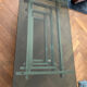 70s design coffee table in rectangular glass with chrome legs.