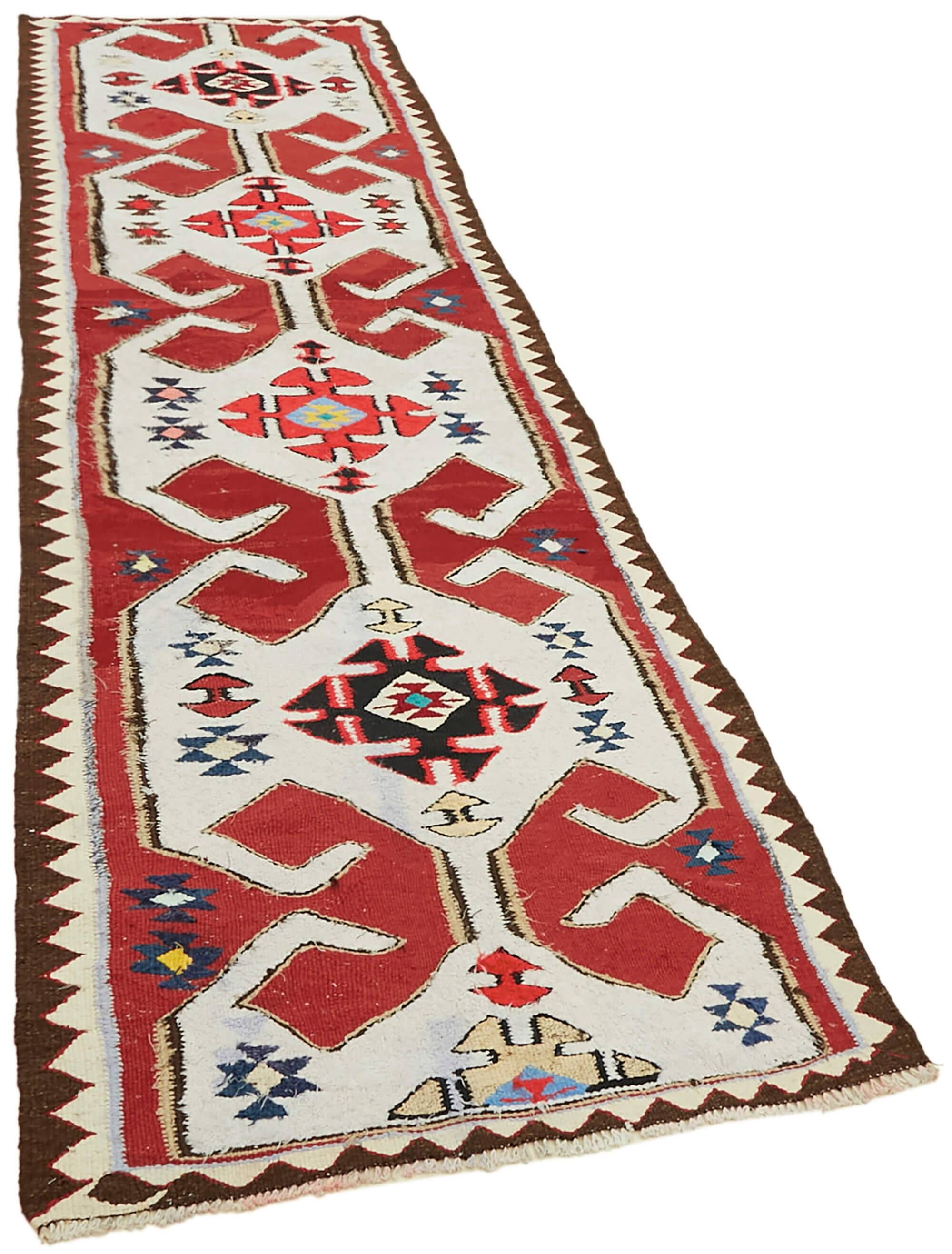 Turkish Handwoven Vintage Herki Kilim 96 cm x 332 cm