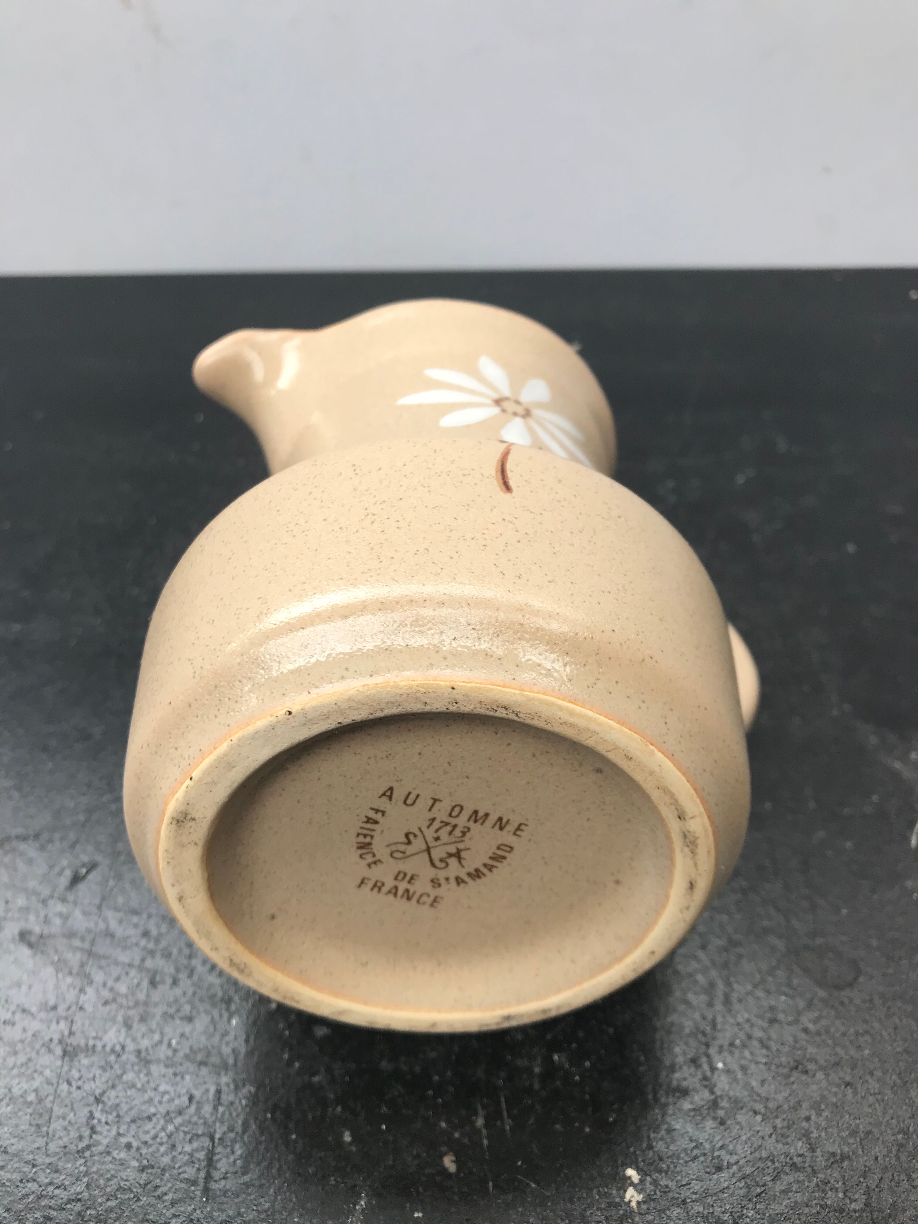 Former pitcher st amand model automne ceramics beige decor vintage flowers