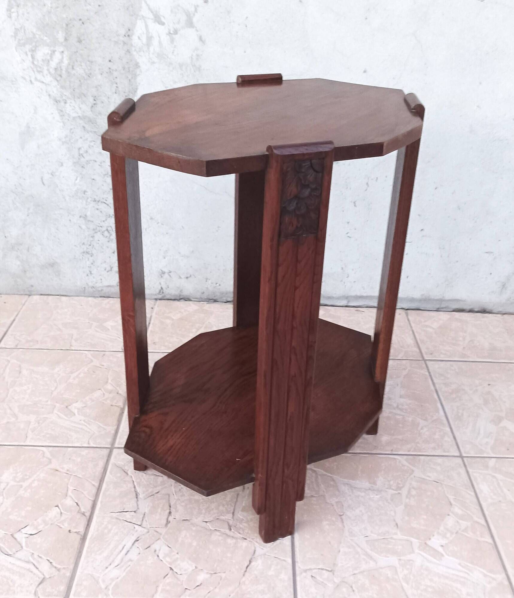Art Deco side table in solid oak
