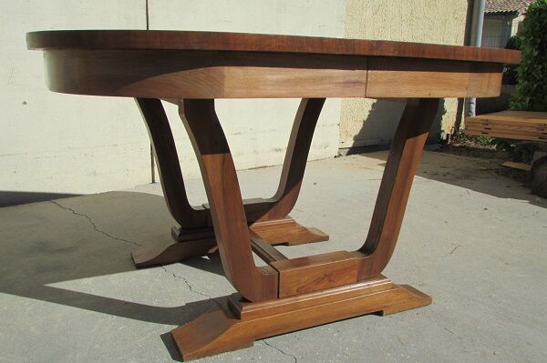 Art Deco oval table, 4 extensions, up to 18 people