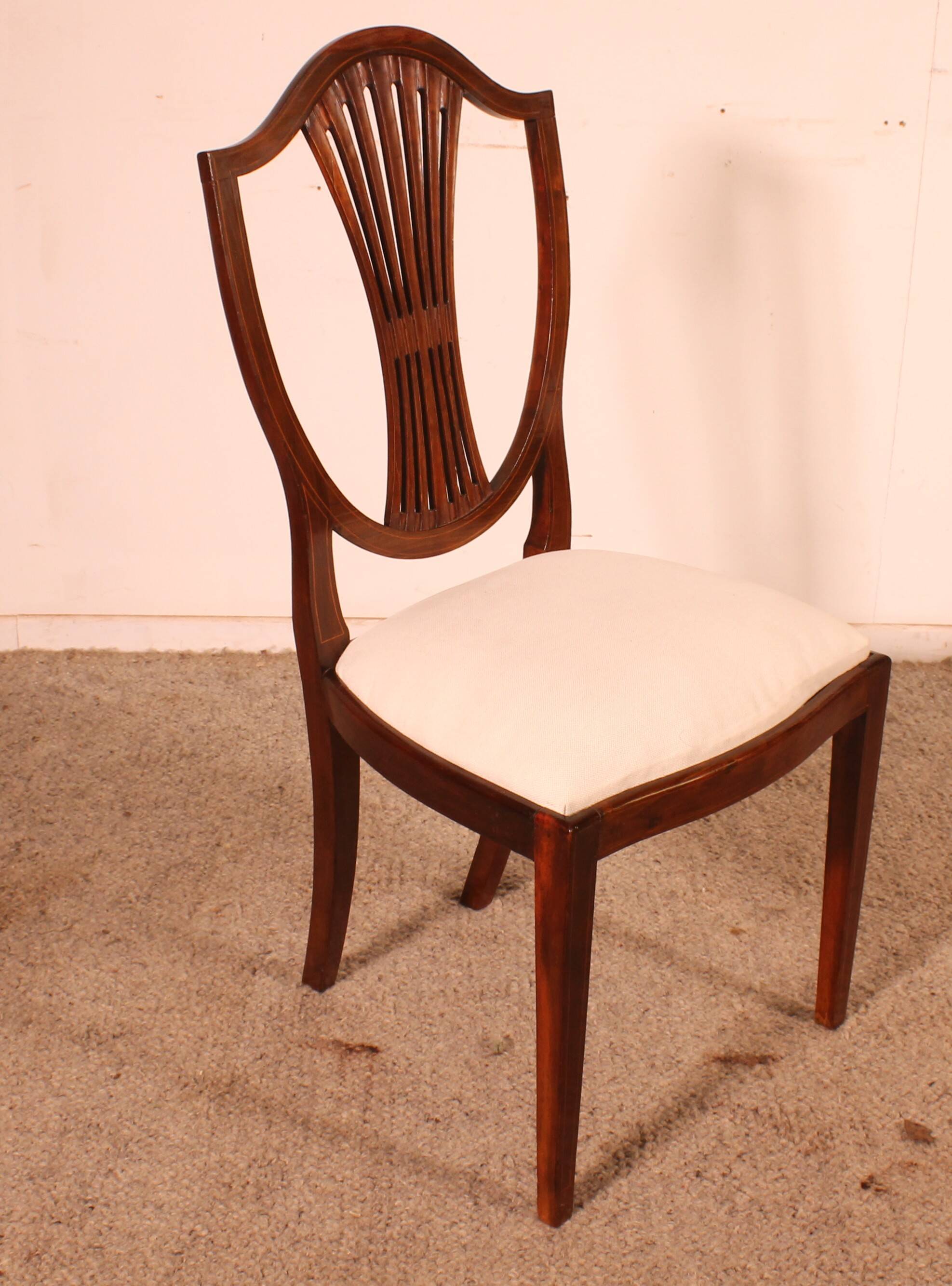 set of 10 mahogany chairs with inlays - 19th century