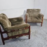 Pair of Brazilian rosewood armchairs, 70s