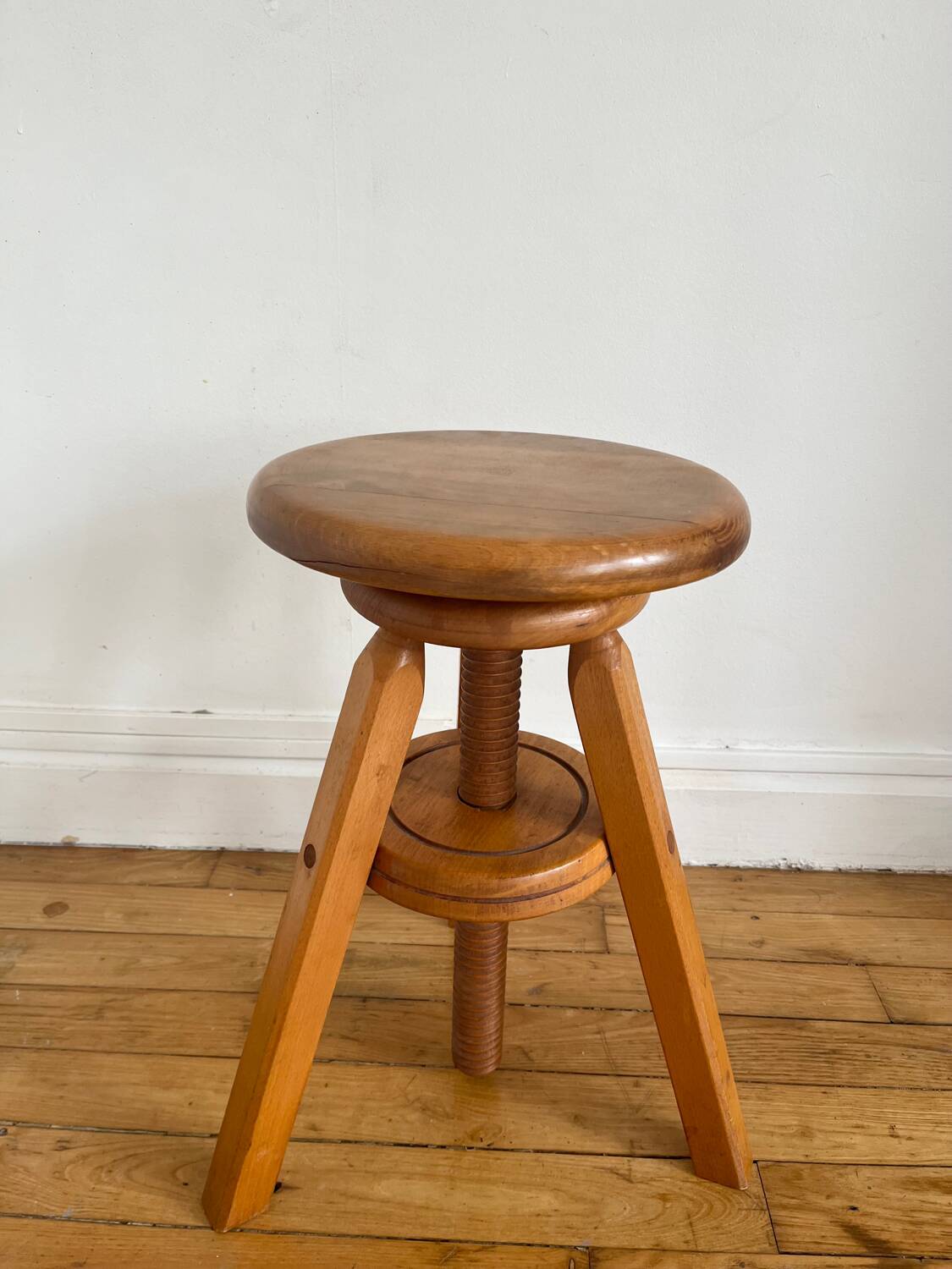 Pair of solid wood screw stools