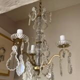 Small chandelier in bronze and crystal