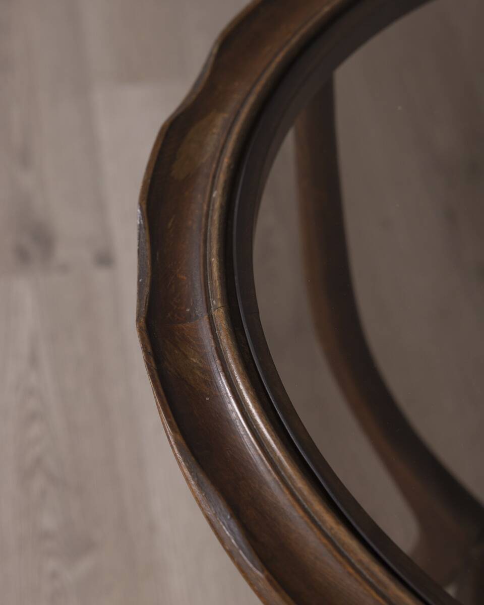 Vintage 1950s wood and glass coffee table, italian design