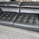 Two-seater black leather sofa Roche Bobois