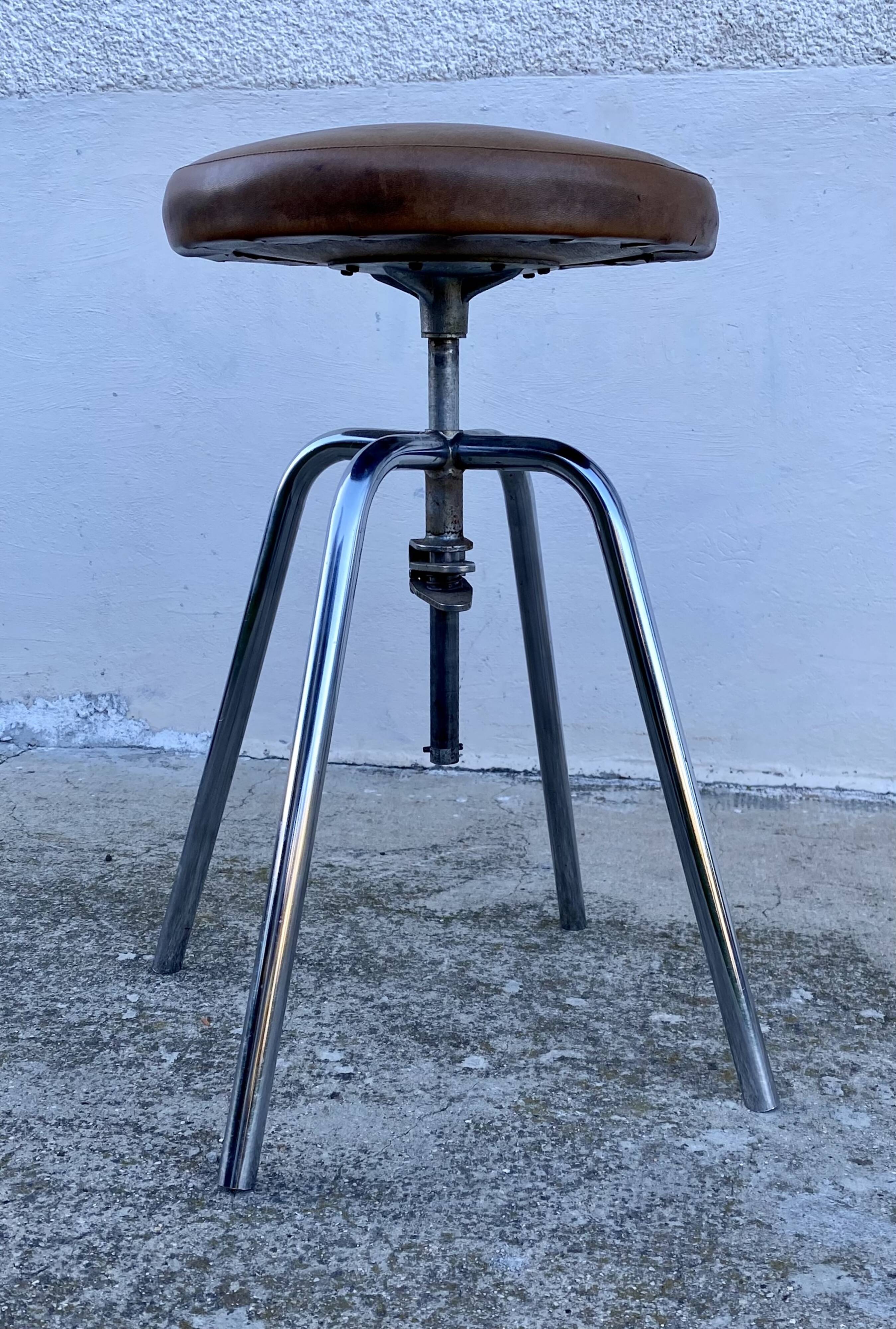 Vintage 1960s JIDÉ workshop stool with adjustable height