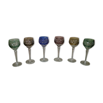 Set of colored crystal glasses