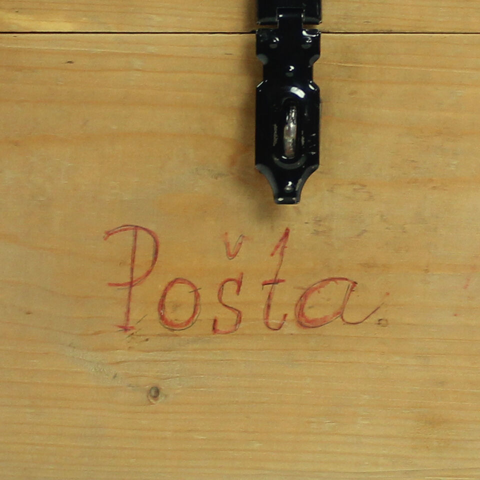 Vintage wooden post box, Czechoslovakia 1960