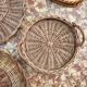 Lot de 4 plateaux en osier vintage