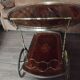 1950s marquetry and brass serving trolley
