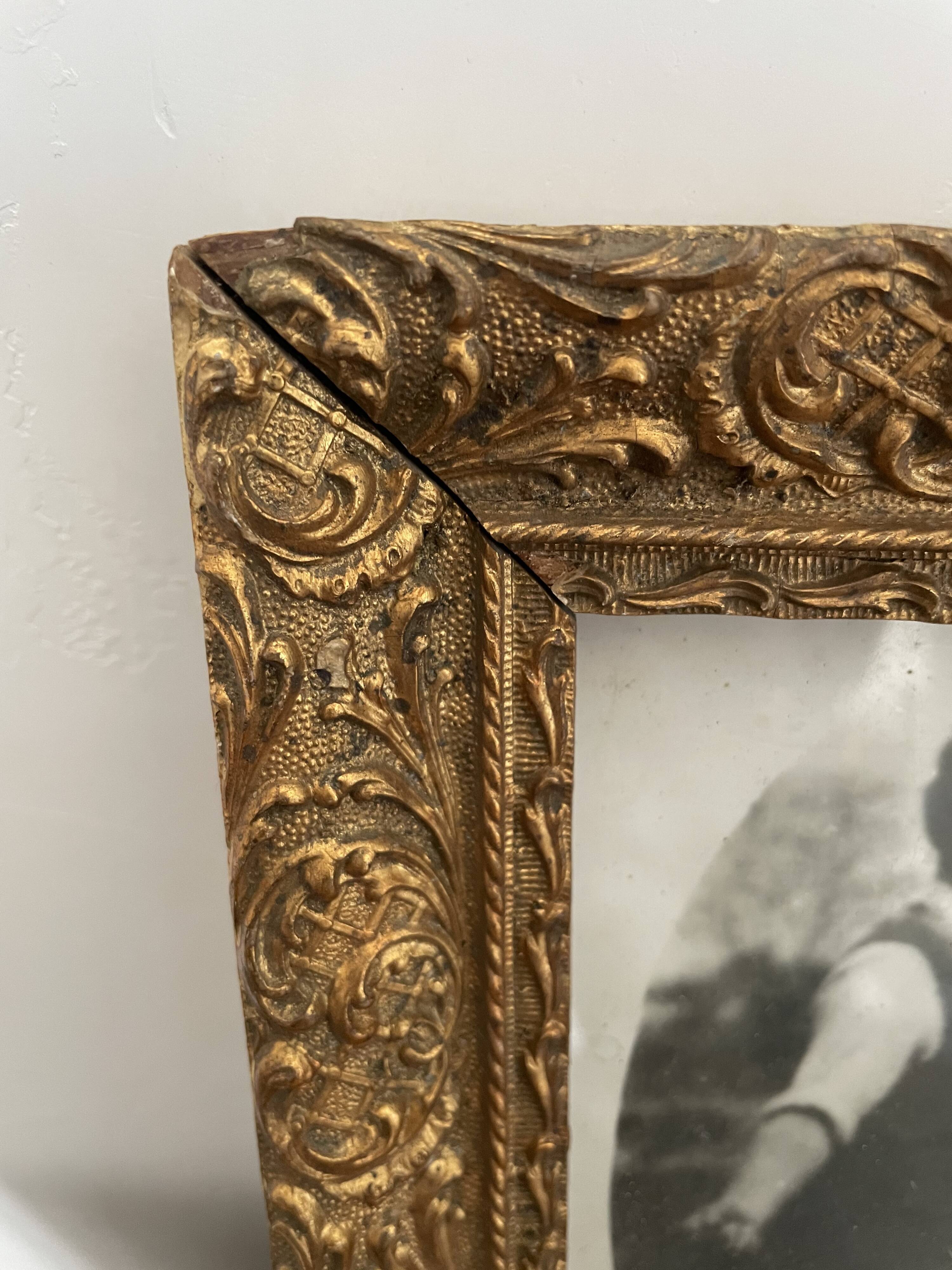 3 old frames with golden moldings