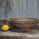 Large old wicker bowl, straw and bramble, woven bowl, rustic.