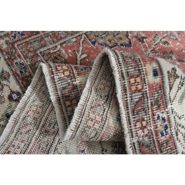 1970s Vintage Turkish Handmade Wool Pink Oversized Area Rug 212x290