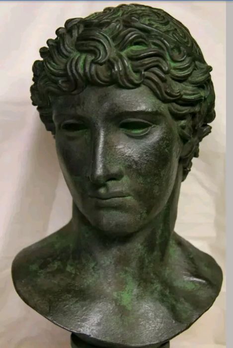 Bust Apollo greco roman magnificent patina ancient bronze