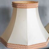 Pair of bronze lamps with fabric shades, bedside lamp.