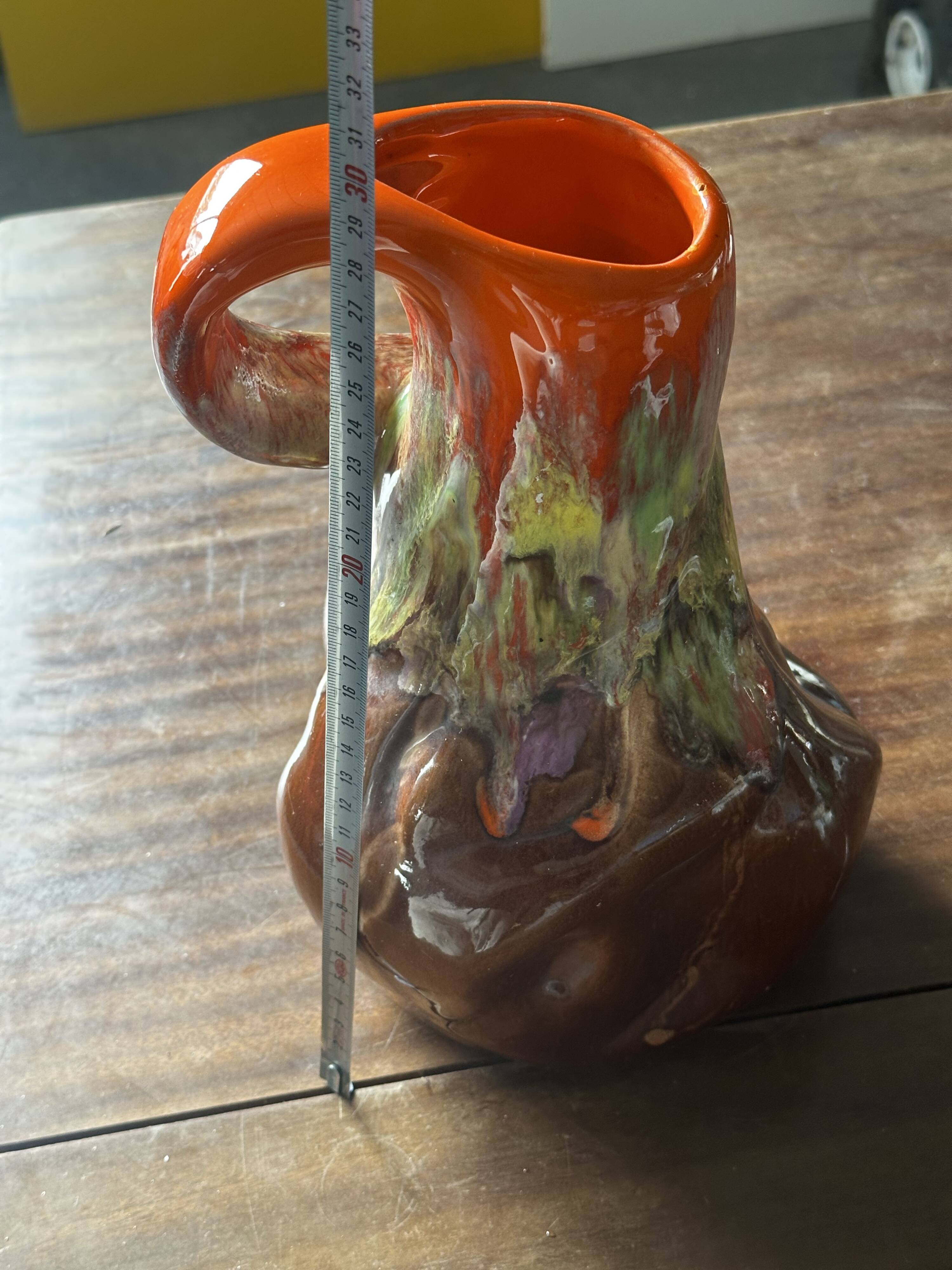 Vintage Vallauris Glazed Ceramic Pitcher, 30 cm High
