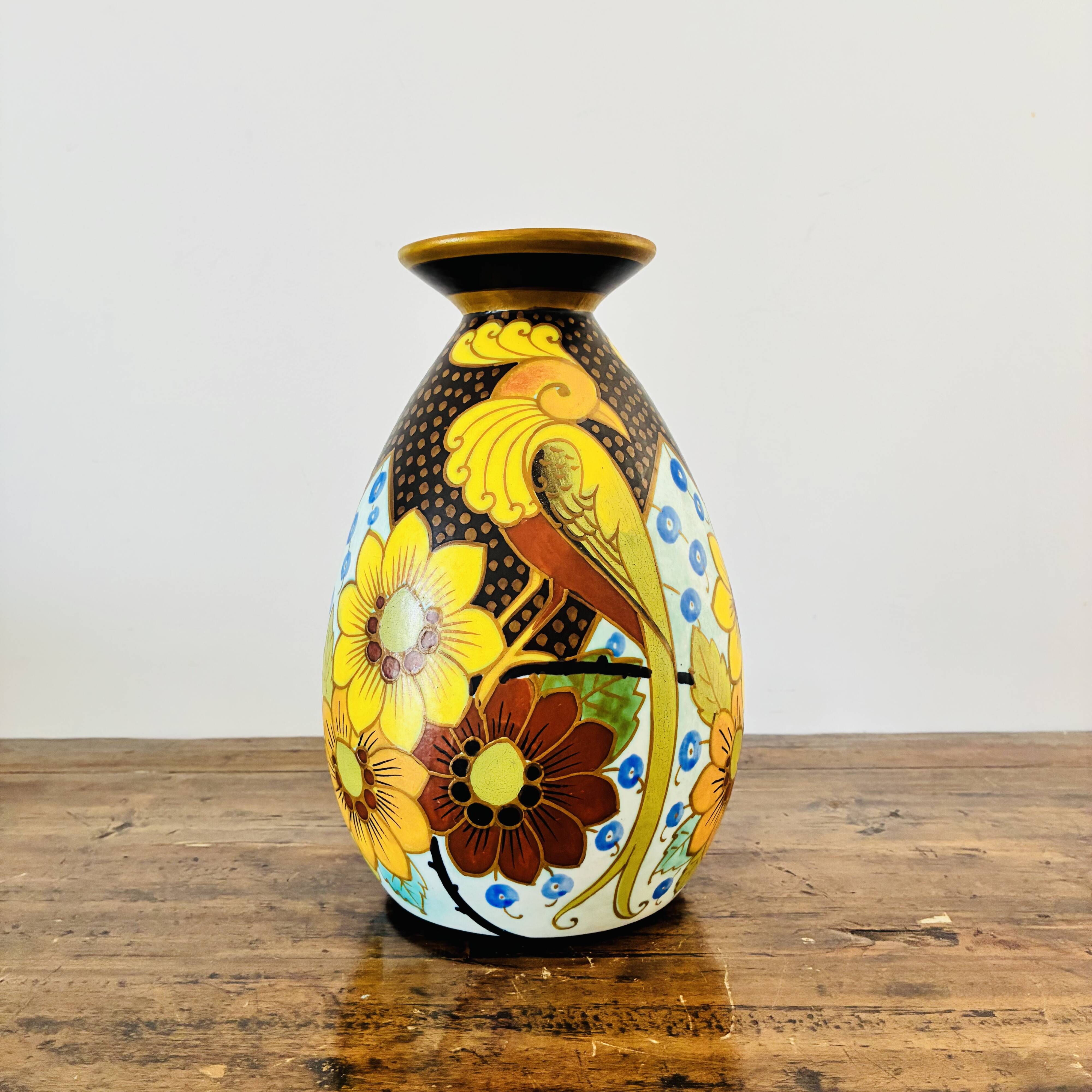 Art Deco Vase Charles Catteau Boch Frères Decor 945 Paradise Bird