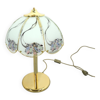 Lampe de table dorée AF Cinquanta avec abat-jour en verre, lampe de bureau vintage