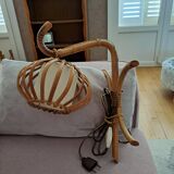 2 sconces in rattan and bamboo 70s