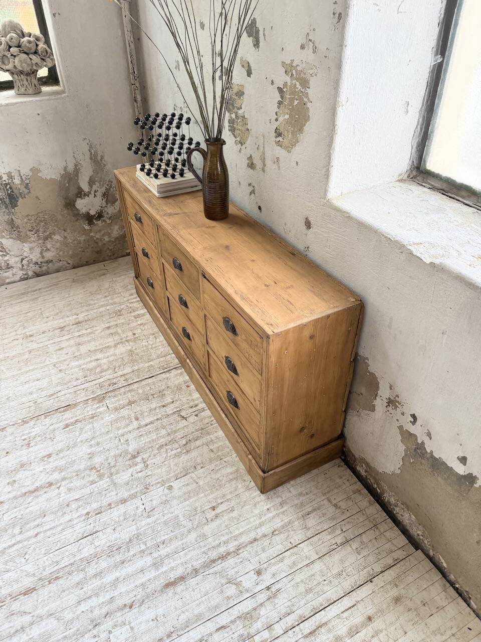 Pine craft cabinet with drawers