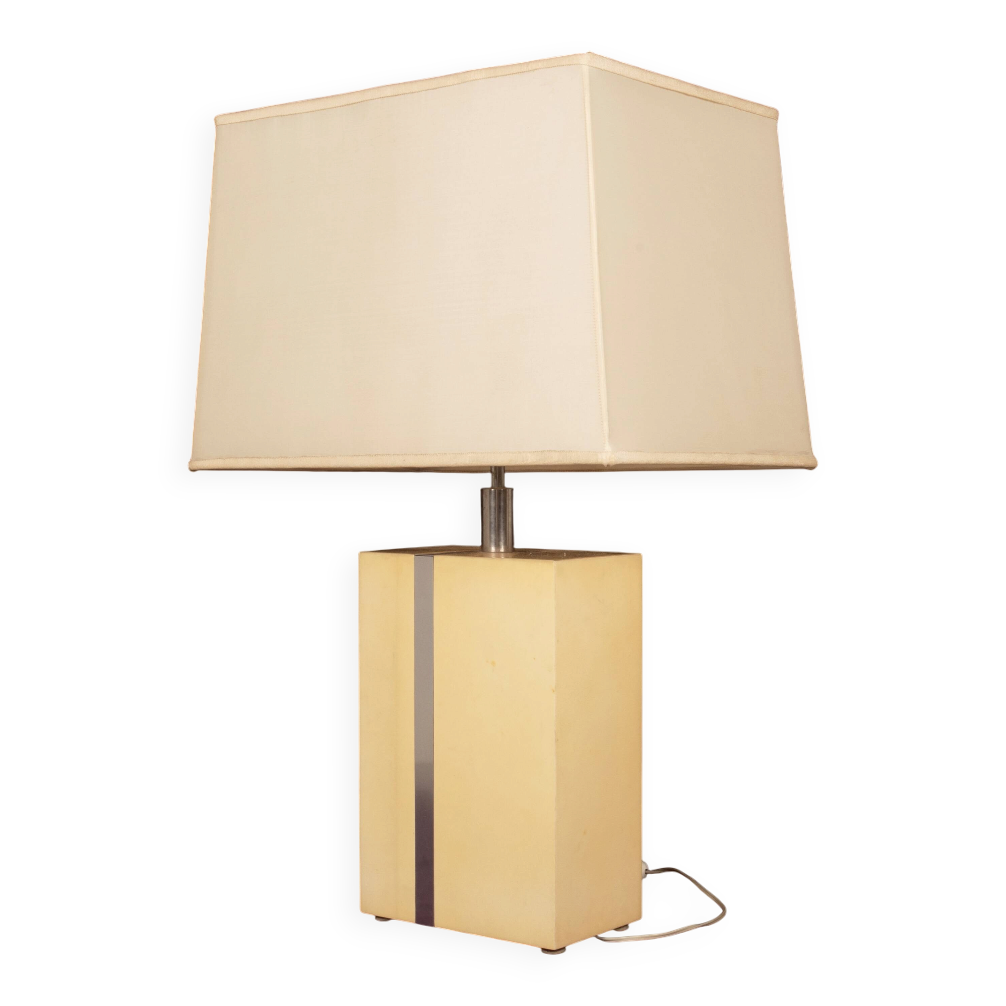 Tommaso Barbi Italian Rationalist Parchment and Metal Geometric Table Lamp