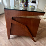 Mid-century Gio Ponti desk / Italian desk with a wooden and glass top