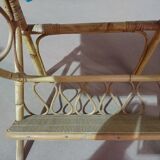 Table  porte revues en rotin vintage