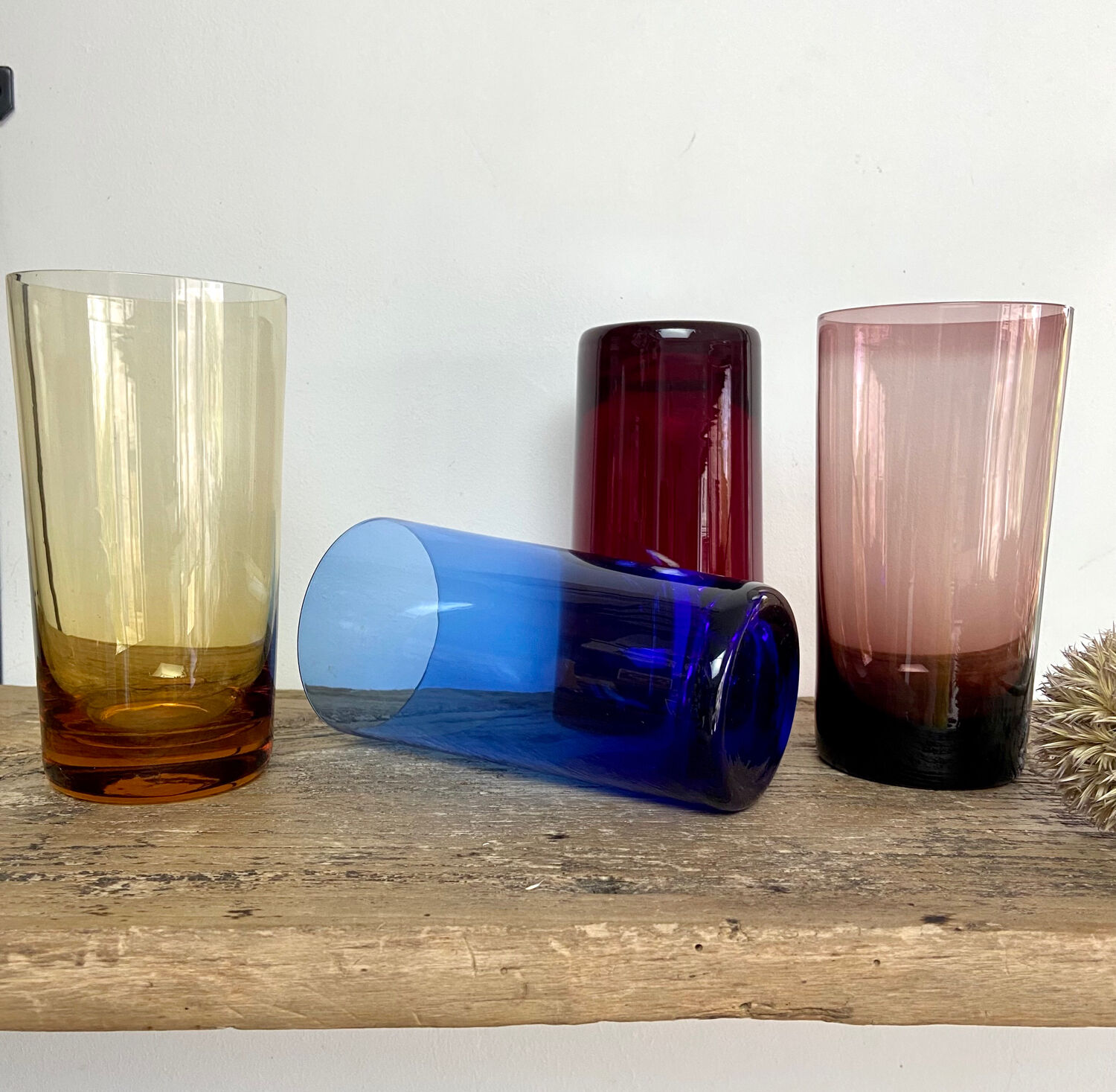 4 verres long drink colorés