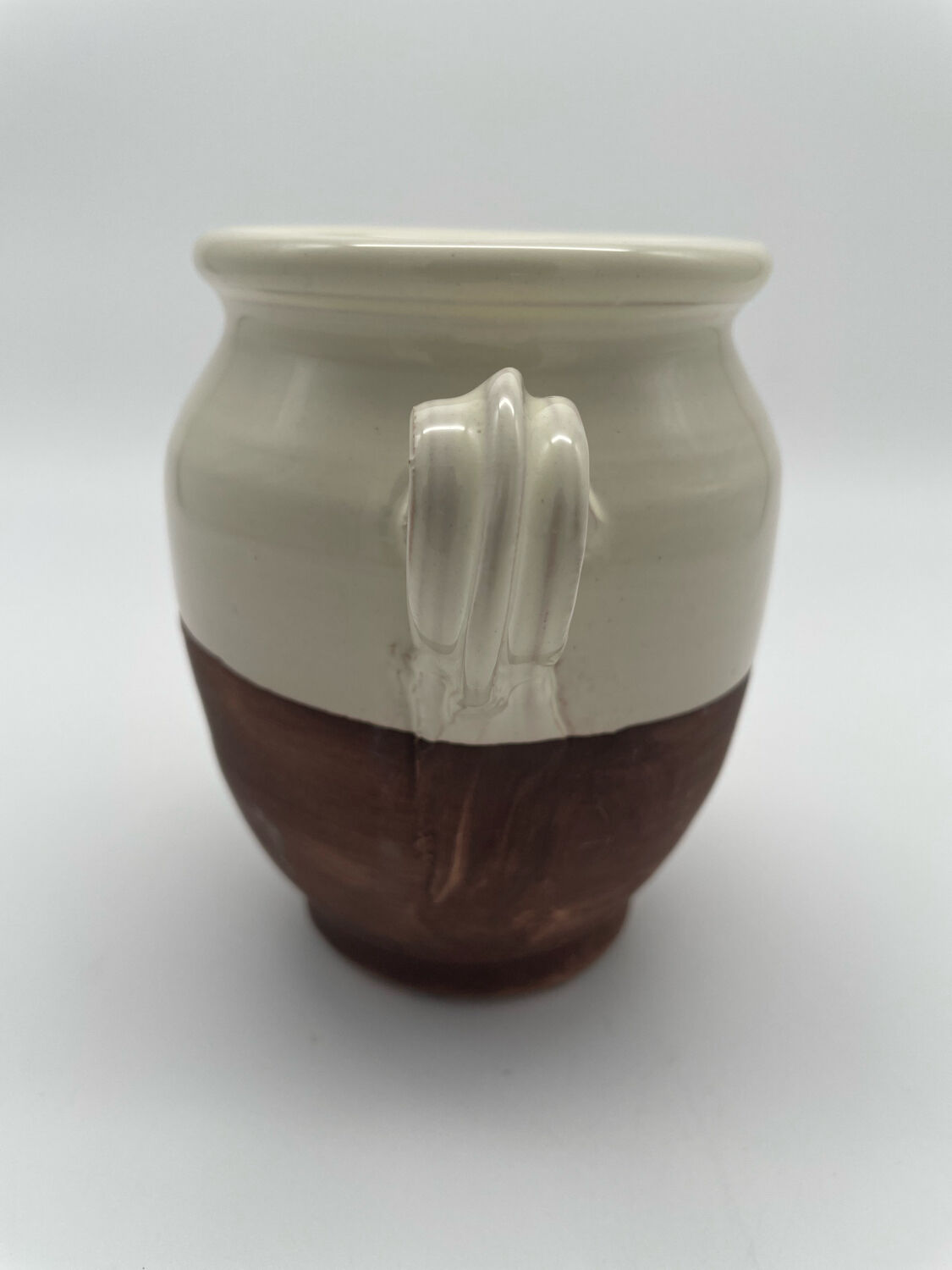 Grease pot, candied in glazed white terracotta