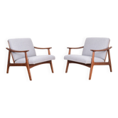 Paire de Fauteuils Mid-Century et Armoire en Noyer, 1960s, Set de 3.