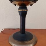 Arlus lamp in black metal, brass and glass circa 1950