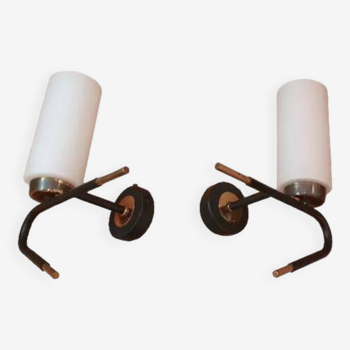 Pairs of Arlus Lunel wall lights 1960