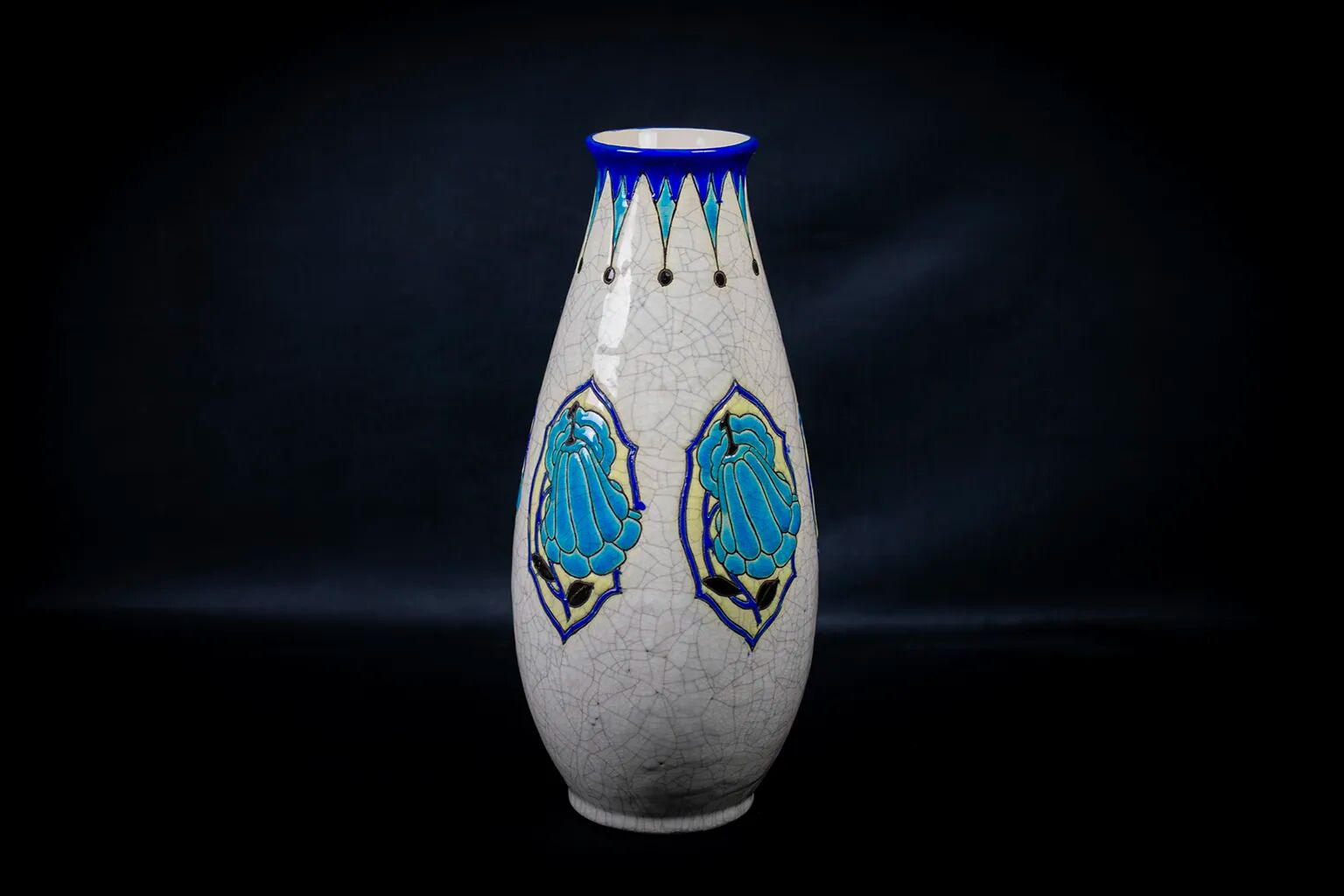 Art Deco vase in crackled earthenware, M. Dufrêne, Boch Keramis La Maîtrise