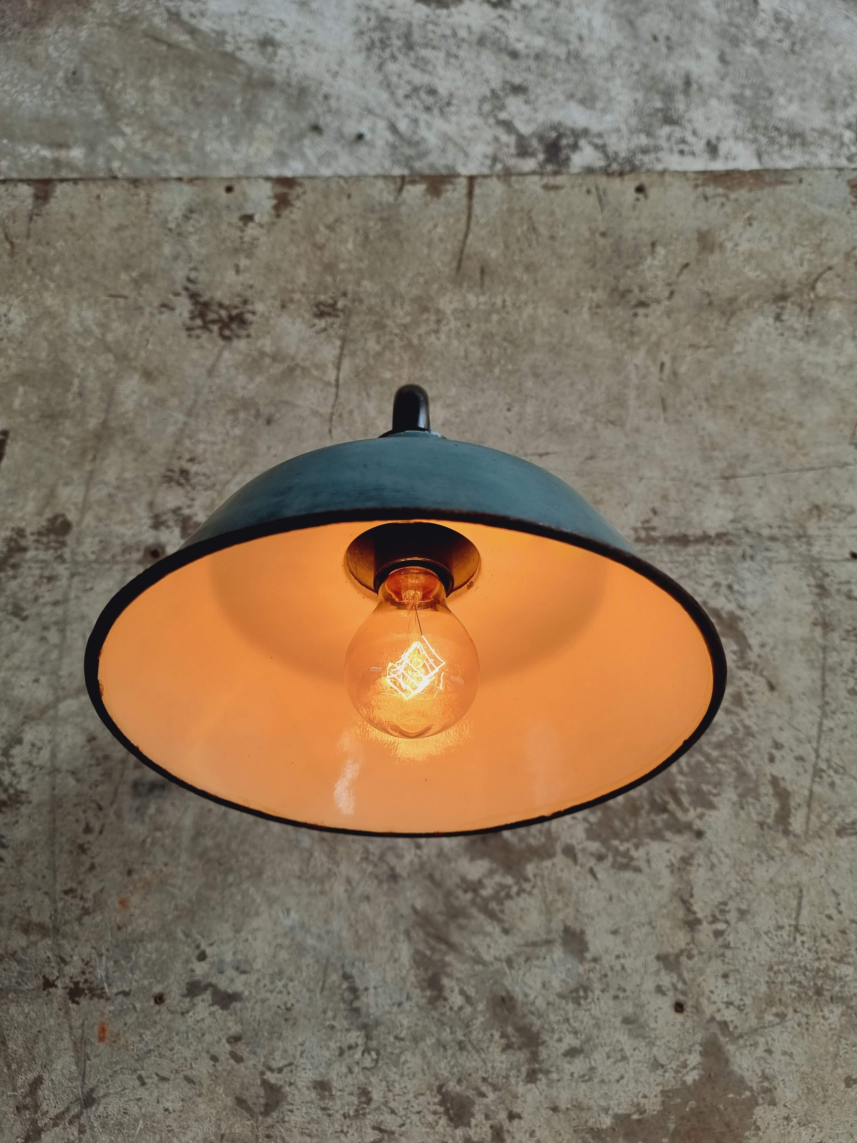 Old garden lamp vintage green wall lamp enamel