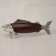 Italian Tre Spade Fish Shaped Rose Wood & Silverplate Pepper Mill or Grinde