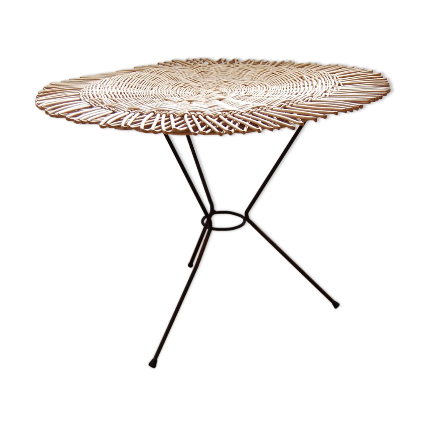 Table tripode en rotin