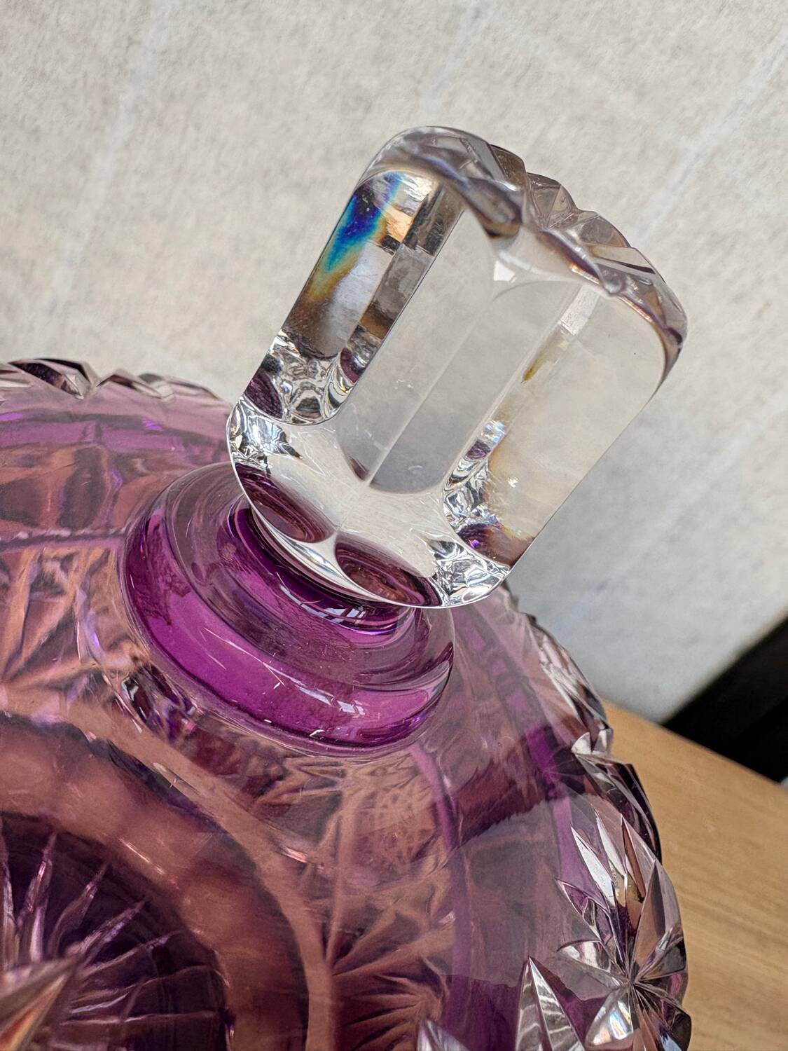 Amethyst cut Bohemian crystal bonbonnière – 20th century