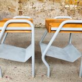 Pair of wooden and metal bedsides 50/60