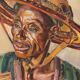 Large portrait of a Beninese man in traditional hat by Pierre Matossy (1891-1969)