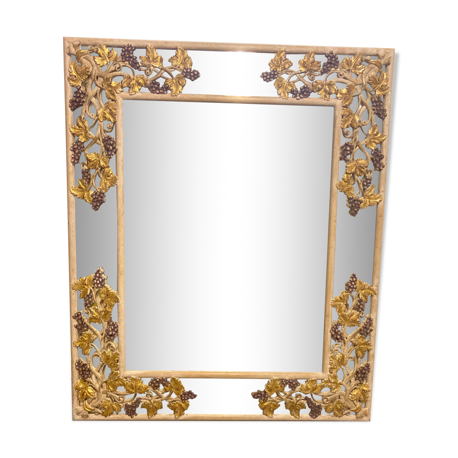 Mirror wood decoration vine leaves